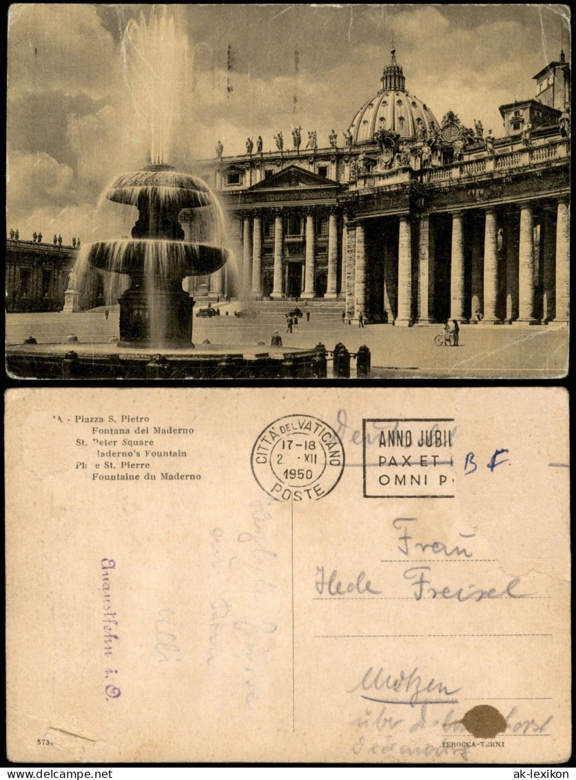 Vatikanstadt Rom Petersplatz Piazza San Pietro Fontana Del Maderno 1950 - Vatican