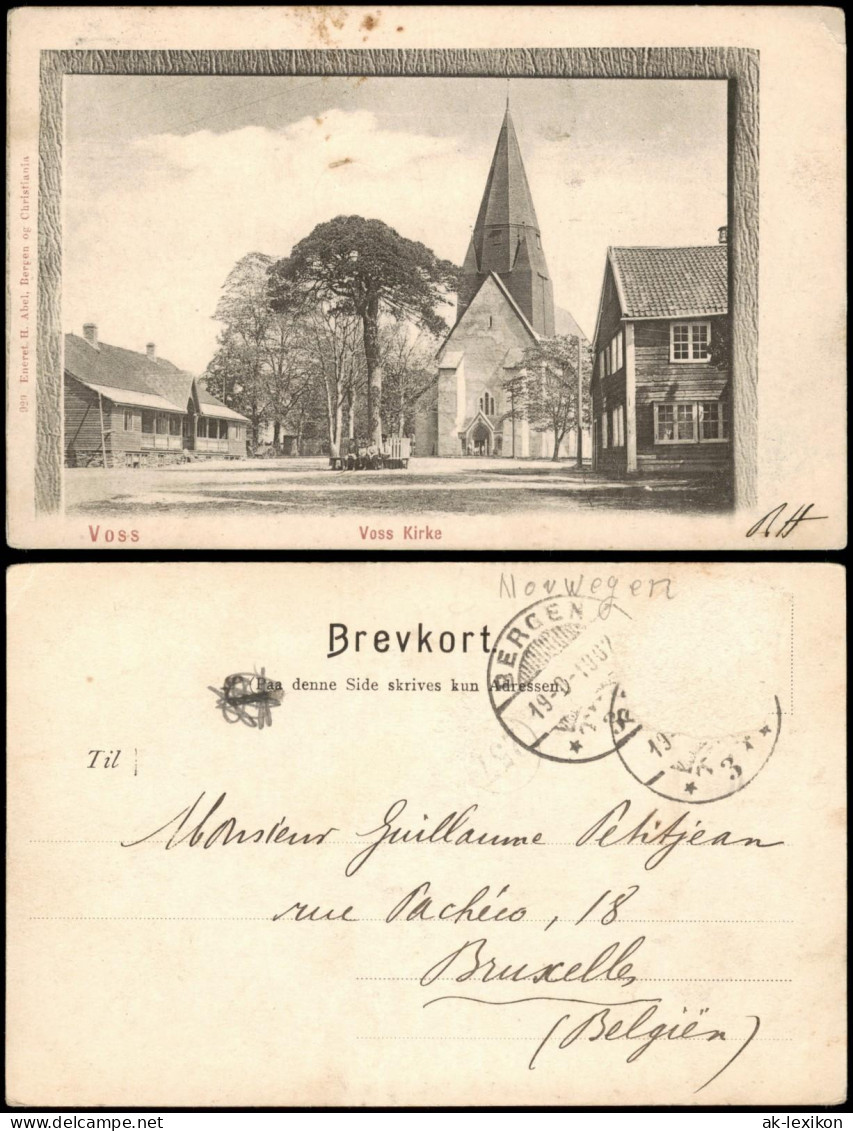 Postcard Voss (Norwegen) Vossevangen Straße Und Kirche 1907 - Norwegen