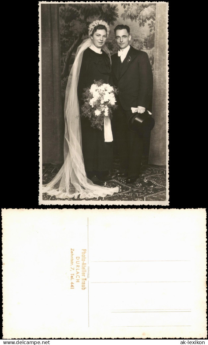 Foto  Hochzeit - Gruppenfoto BrautBräutigam In Schwarz 1956 Foto - Marriages