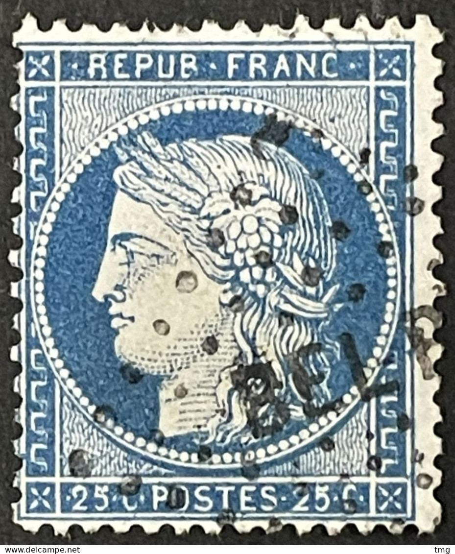 YT 60C Losange Ambulant BELP (Belfort à Paris) Indice 1 1871-75 25c Bleu Type III Cérès France – 6ciel - 1871-1875 Cérès