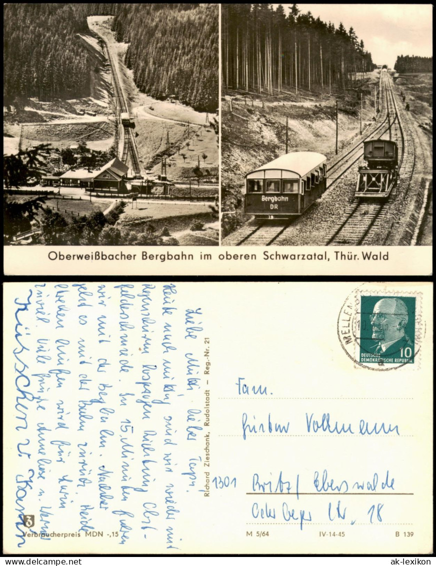 Lichtenhain/Bergbahn-Oberweißbach Oberweißbacher Bergbahn DDR 2-Bild-AK 1964 - Lichtenhain