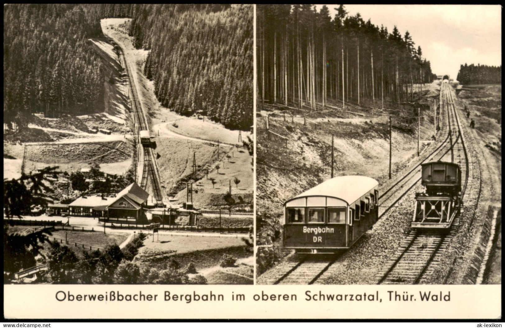 Lichtenhain/Bergbahn-Oberweißbach Oberweißbacher Bergbahn DDR 2-Bild-AK 1964 - Lichtenhain