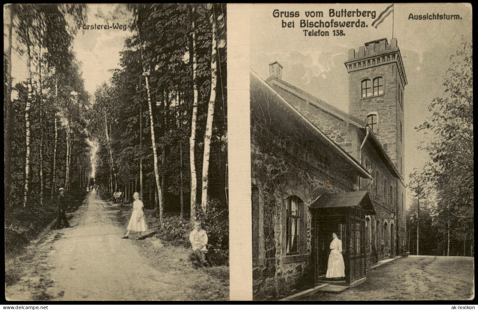 Ansichtskarte Bischofswerda 2 Bild Butterberg Und Försterei Weg 1916 - Bischofswerda