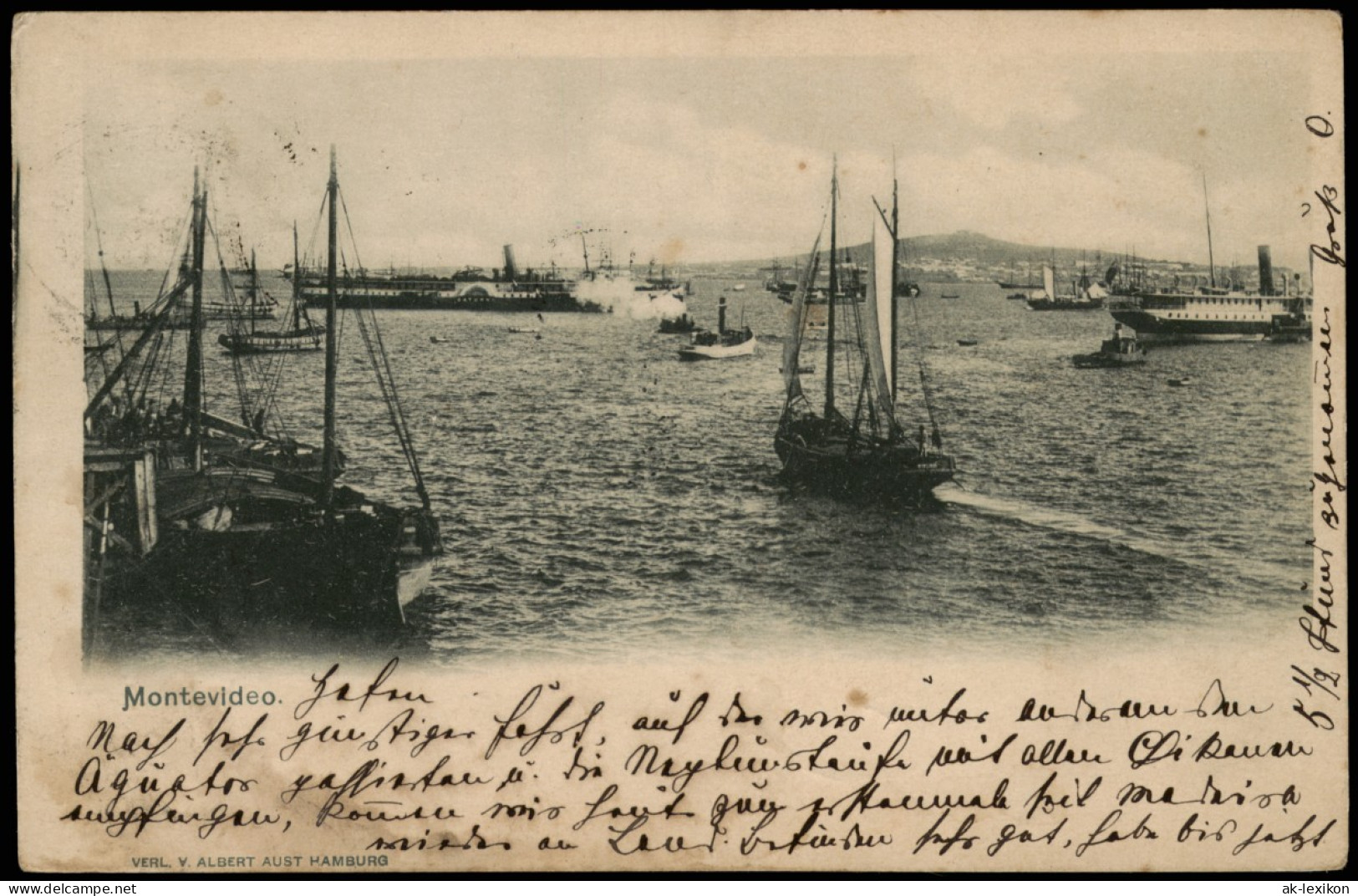 Postcard Montevideo Hafen Dampfer 1899 - Uruguay