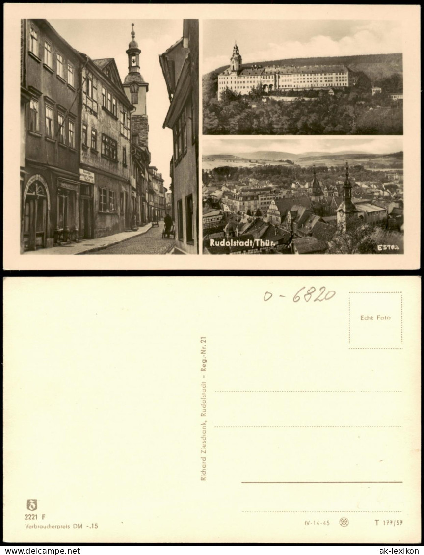 Ansichtskarte Rudolstadt Straße, Schloß, Totale 1957 - Rudolstadt