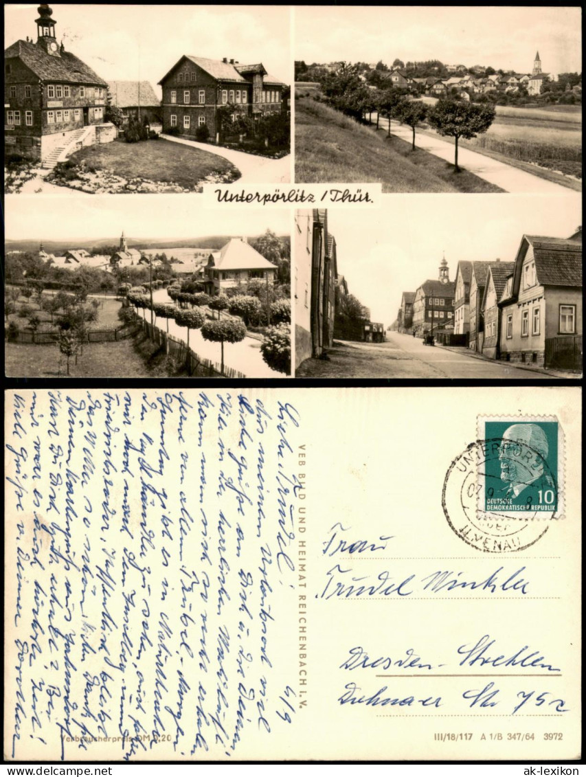 Ansichtskarte Unterpörlitz-Ilmenau DDR Mehrbildkarte Ortsansichten 1964 - Ilmenau