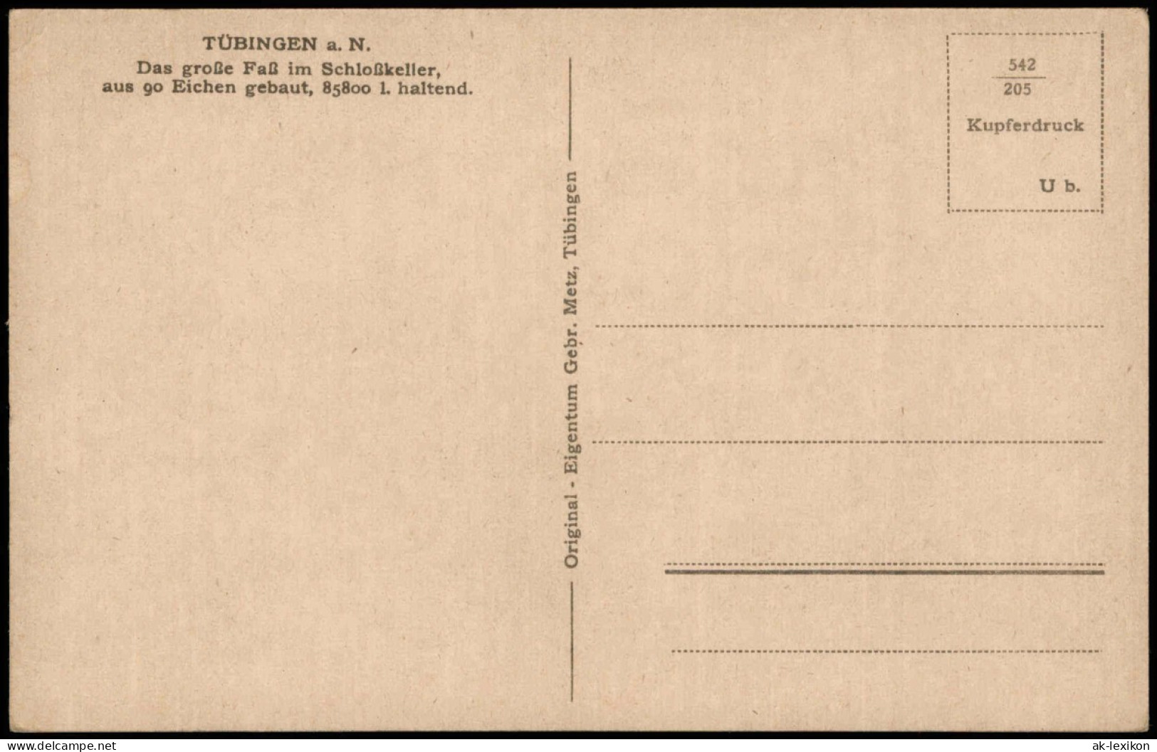 Ansichtskarte Tübingen Das Große Faß Im Schloßkeller, 1922 - Tuebingen