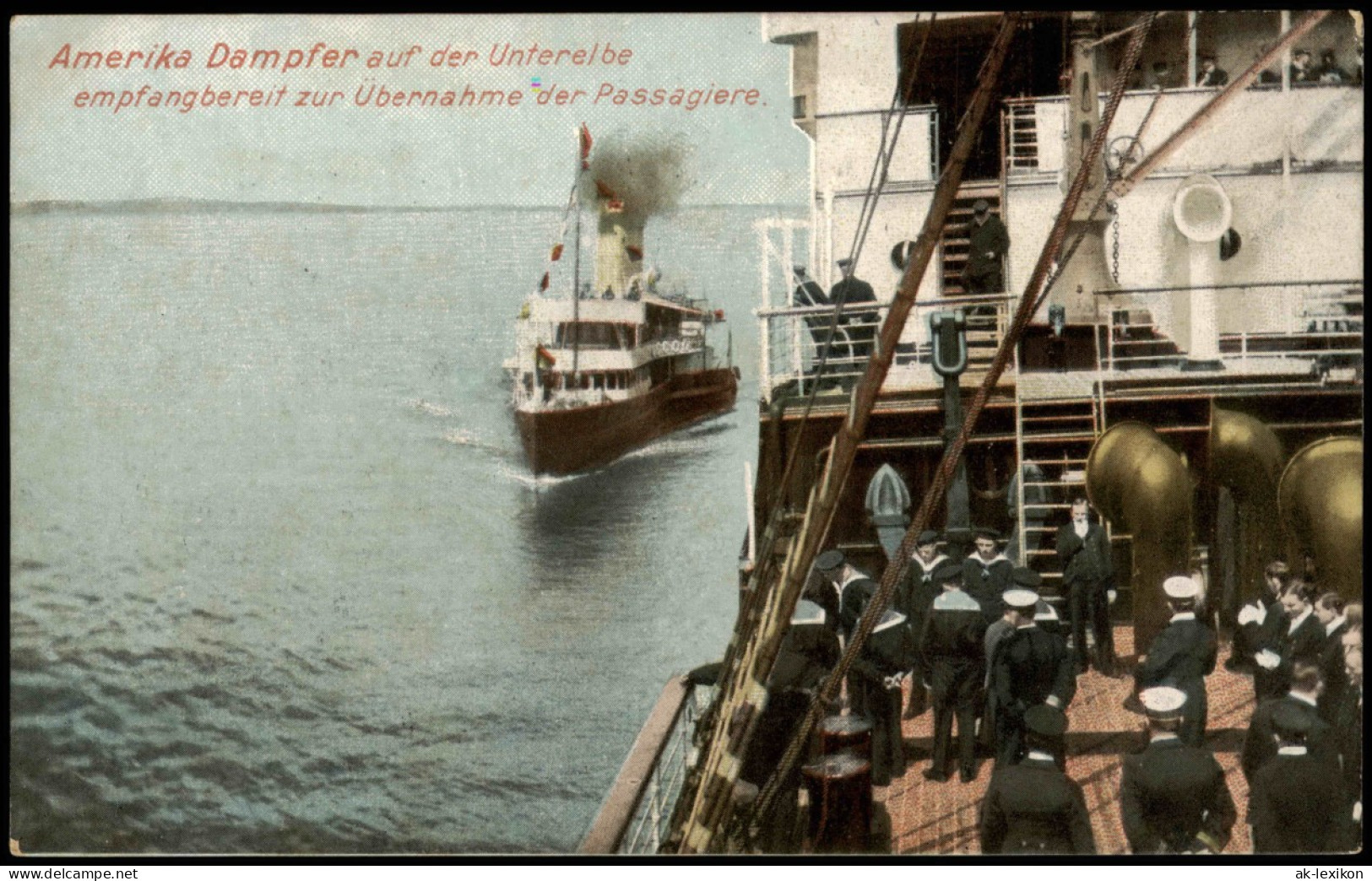 Amerika Dampfer Unterelbe Empfangbereit Zur Übernahme Der Passagiere 1910 - Steamers