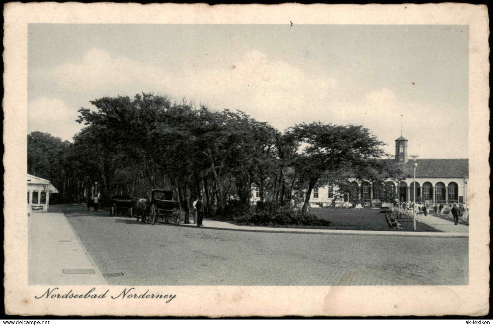 Ansichtskarte Norderney Straßenpartie, Kutschen 1932 - Norderney