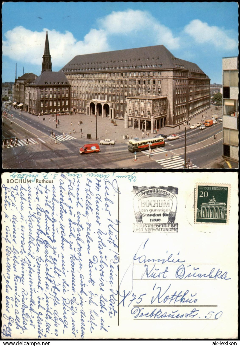 Ansichtskarte Bochum Rathaus, Straße Und Bus 1964 - Bochum