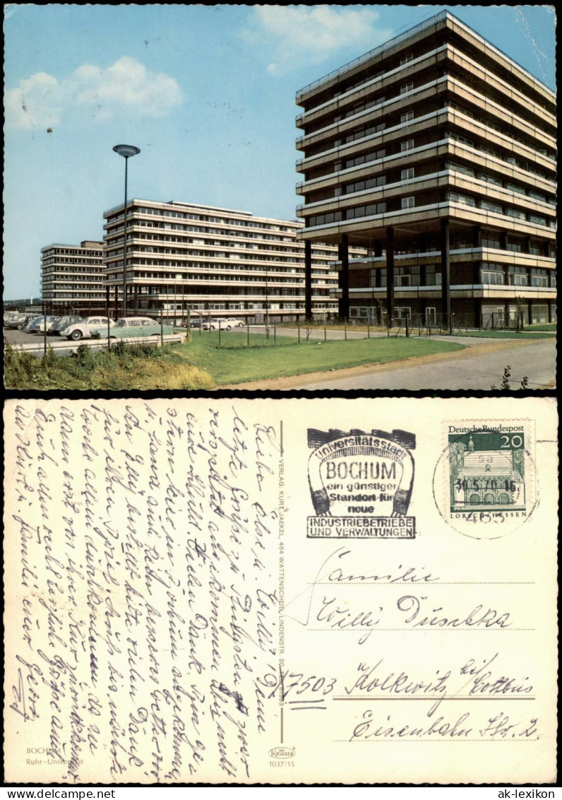 Ansichtskarte Bochum Universität, Parkplatz VW Käfer 1970 - Bochum