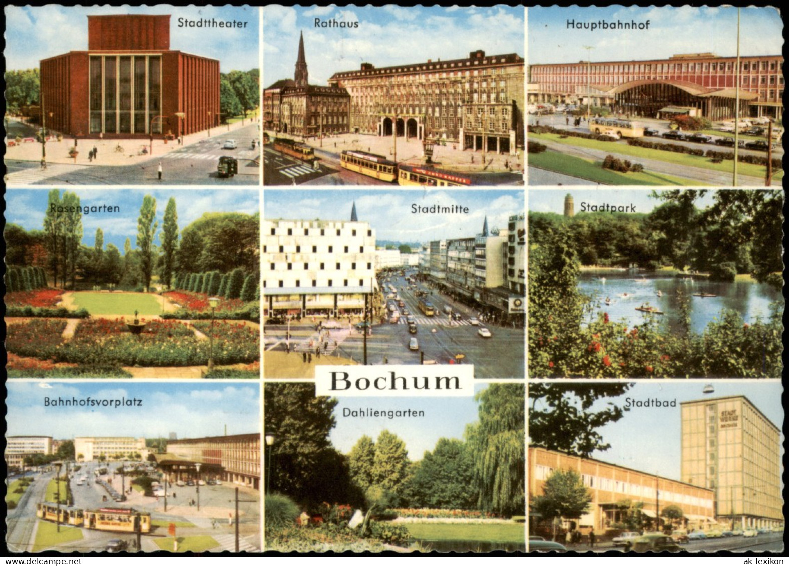 Ansichtskarte Bochum Dahliengarten, Stadtbad, Bahnhofsvorplatz Uvm 1970 - Bochum