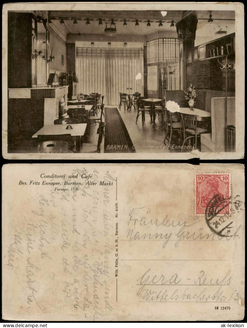 Barmen-Wuppertal Conditoreiu Café Ennepers, Alter Markt - Gastraum, 1918 - Wuppertal