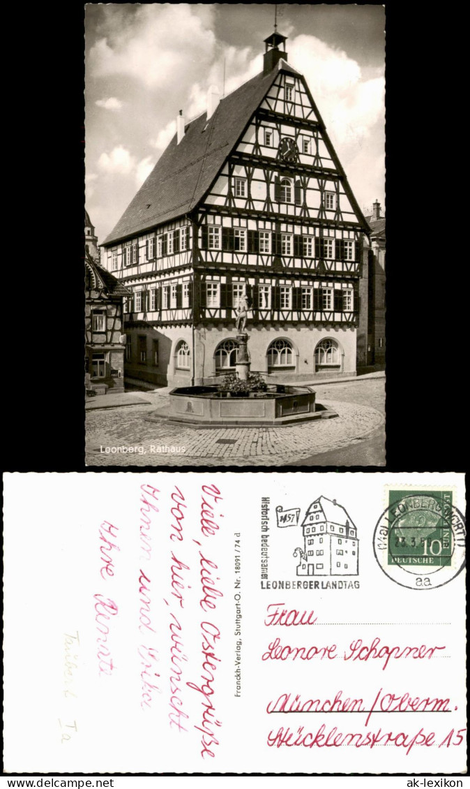 Ansichtskarte Leonberg Rathaus 1959 - Leonberg