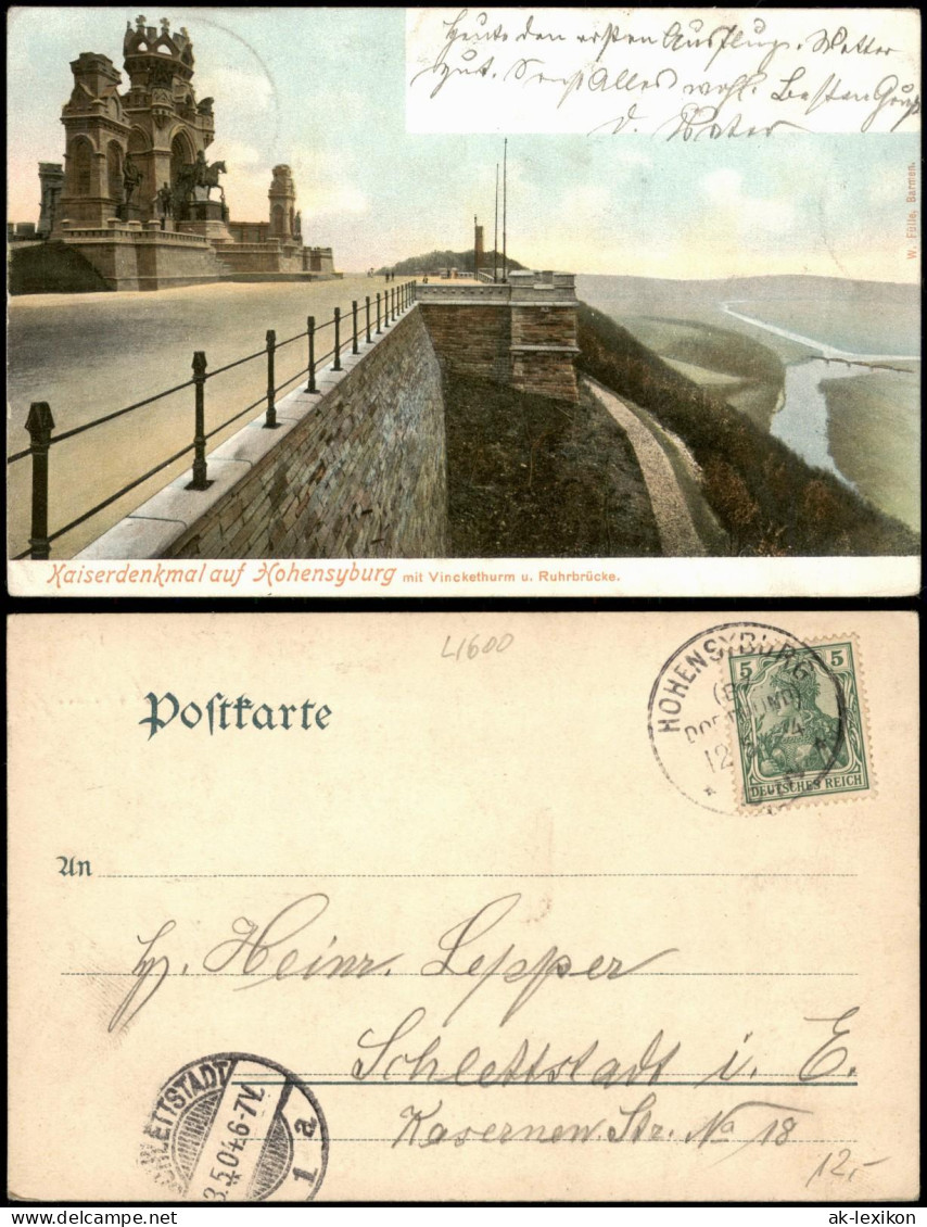 Syburg-Dortmund Kaiserdenkmal Auf Hohensyburg Mit Vinckethurm U. Ruhrbrücke 1904 - Dortmund