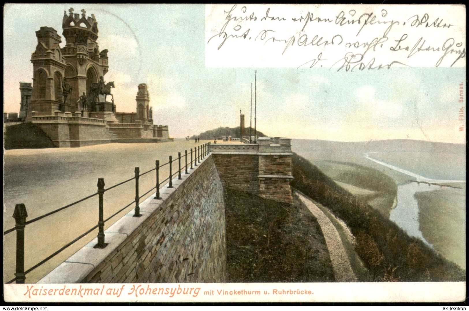 Syburg-Dortmund Kaiserdenkmal Auf Hohensyburg Mit Vinckethurm U. Ruhrbrücke 1904 - Dortmund