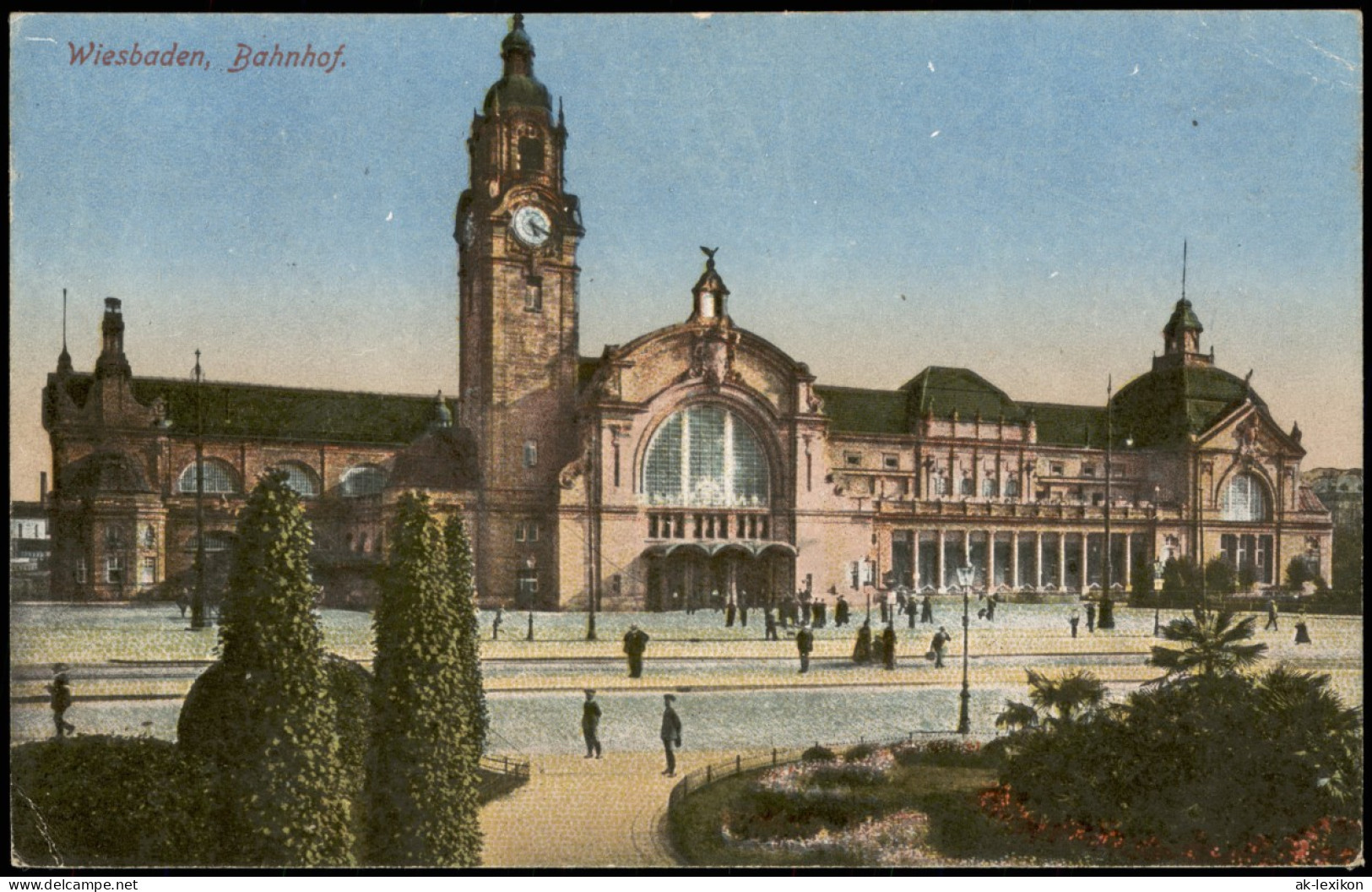 Ansichtskarte Wiesbaden Hauptbahnhof Bahnhof Vorplatz 1920 - Wiesbaden