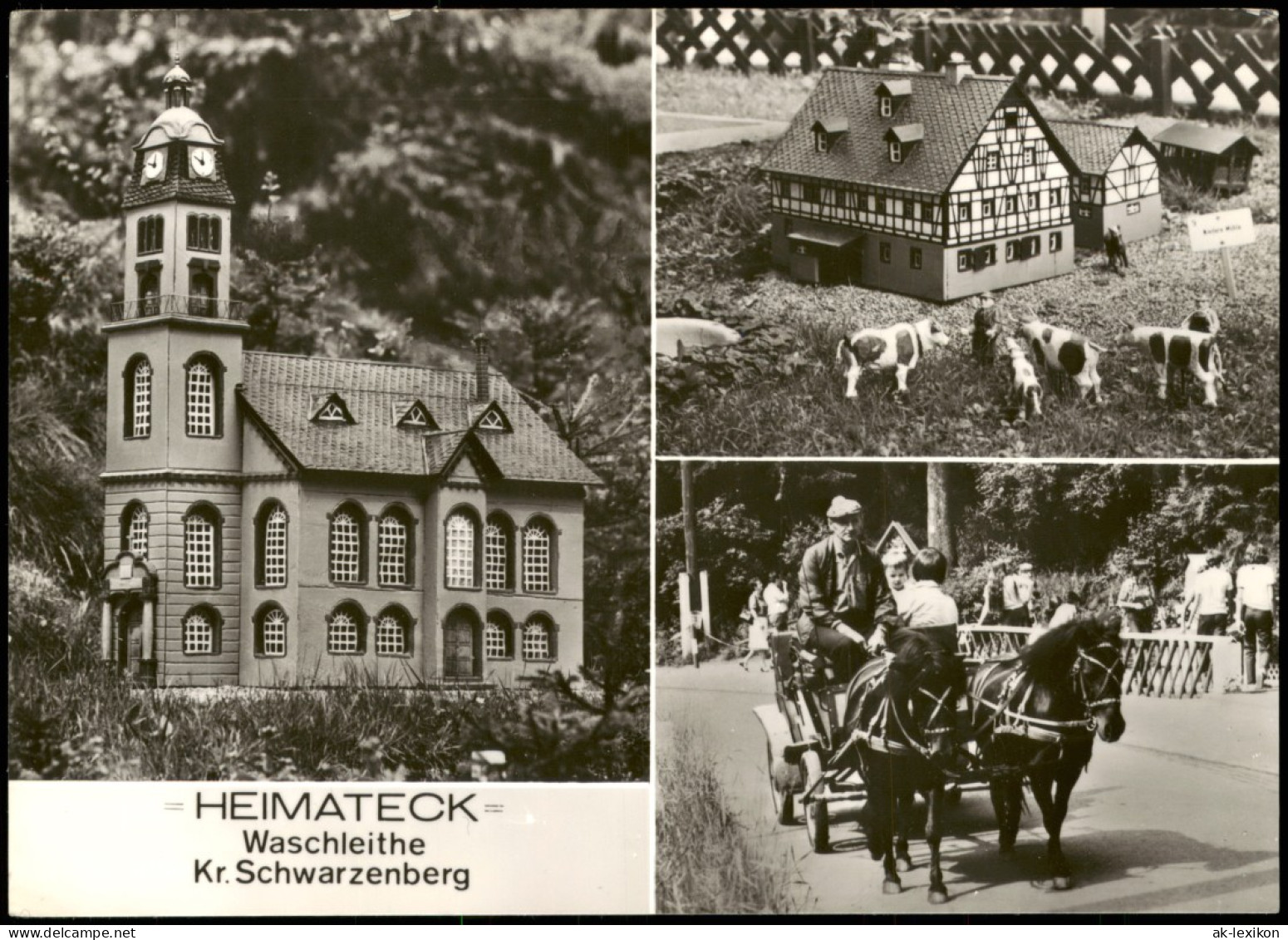 Ansichtskarte Waschleithe-Grünhain-Beierfeld MB: Miniaturen, Kutsche 1983 - Gruenhain