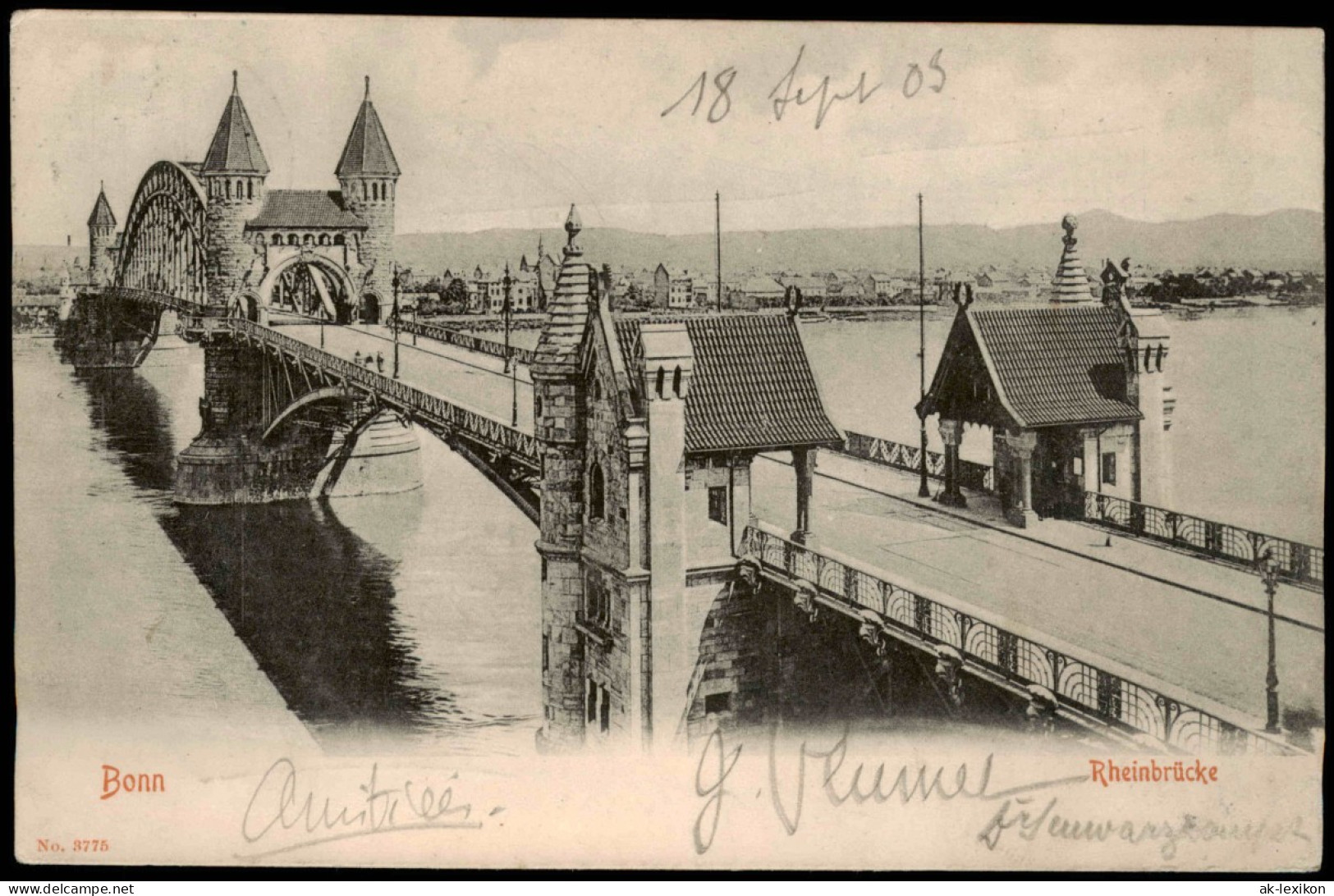 Ansichtskarte Bonn Rheinbrücke 1903 - Bonn