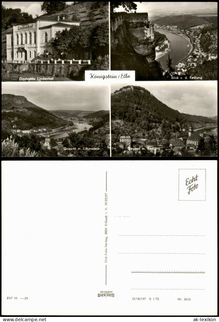 Königstein (Sächsische Schweiz) DDR Mehrbildkarte Mit Gaststätte Lindenhof 1972 - Königstein (Sächs. Schw.)