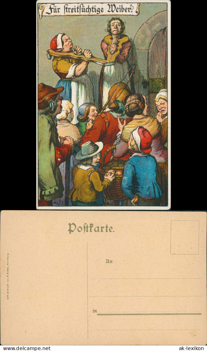 Ansichtskarte  Humor Bestrafung Für Streitsüchtige Weiber 1910 - Humor