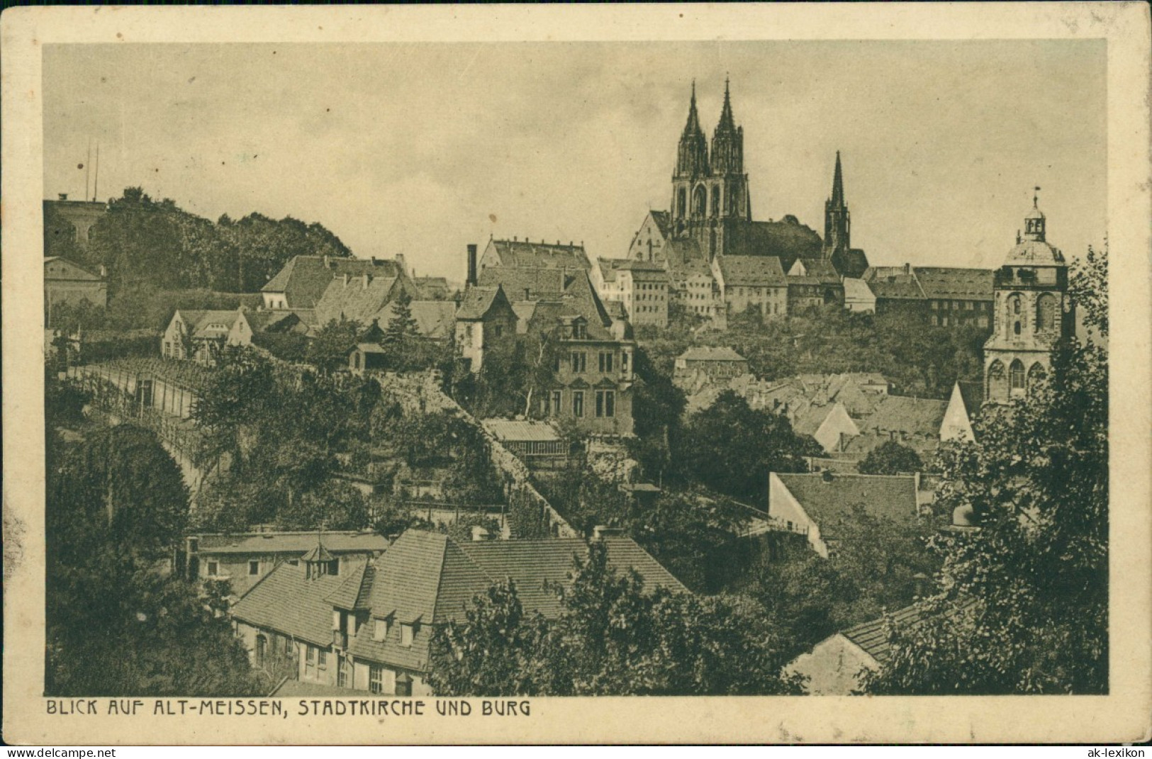 Meißen Panorama-Ansicht BLICK AUF ALT-MEISSEN, STADTKIRCHE UND BURG 1929 - Meissen