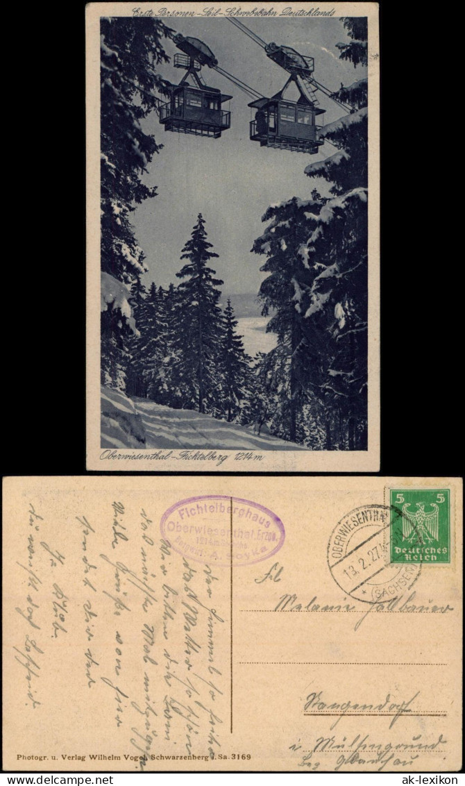 Ansichtskarte Oberwiesenthal Fichtelberg Seilbahn Im Winter 1935/1927 - Oberwiesenthal