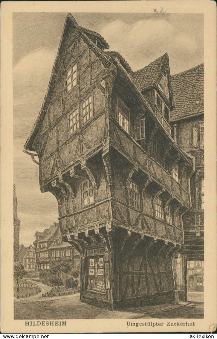 Hildesheim Umgestülpter Zuckerhut (als Künstlerkarte/Zeichnung) 1920 - Hildesheim