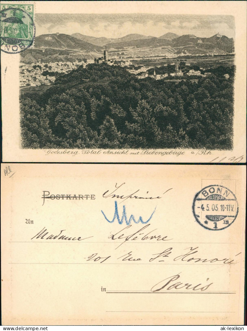 Ansichtskarte Bad Godesberg-Bonn Panorama Total Ansicht Mit Siebengebirge 1905 - Bonn