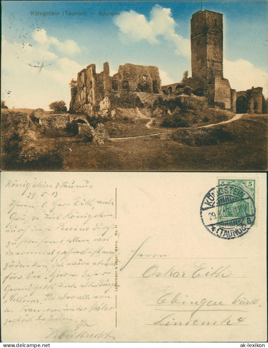 Ansichtskarte Königstein (Taunus) Burg Königstein Burgruine Im Taunus 1913 - Königstein