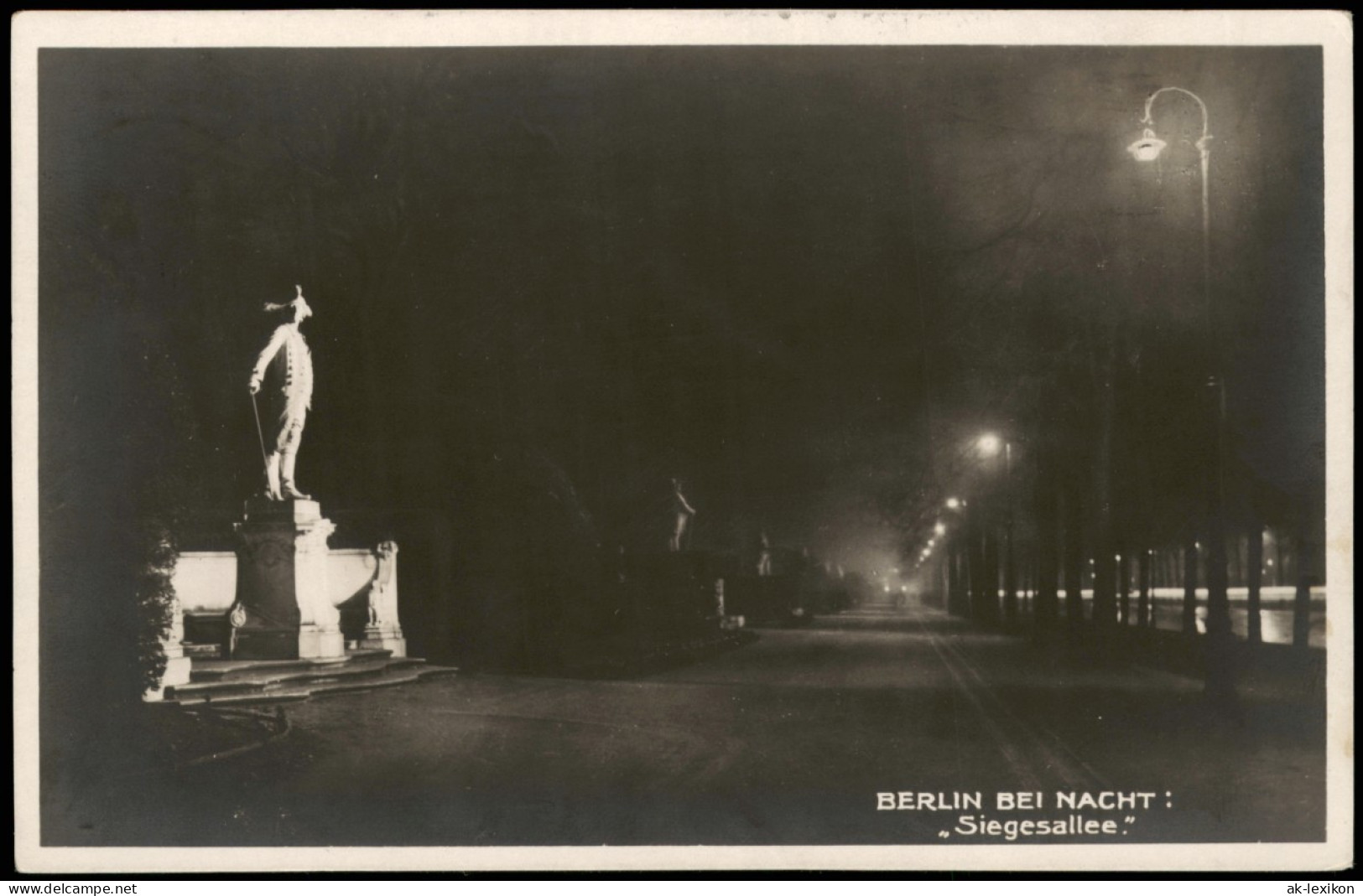 Ansichtskarte Tiergarten-Berlin Siegesallee Bei Nacht Denkmal Alter Fritz 1929 - Dierentuin