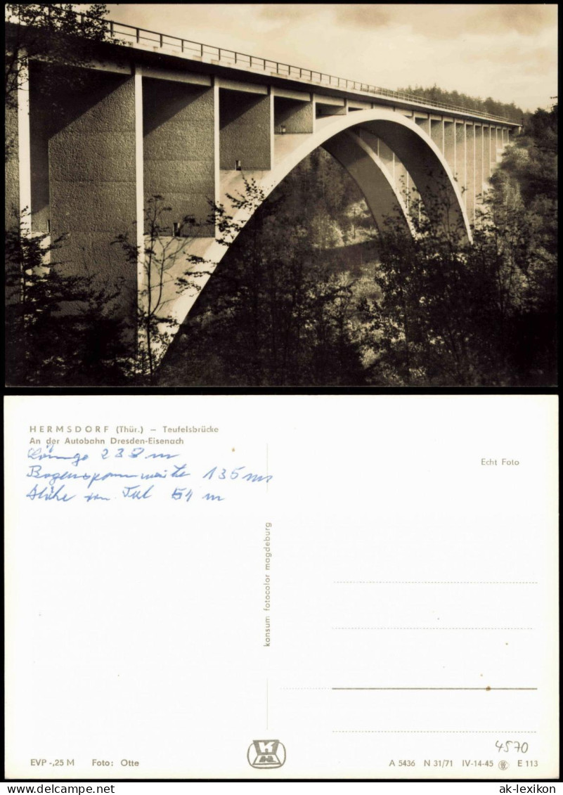 Hermsdorf (Thüringen) Brücke TeufelstalTeufelstalbrücke A.d. Autobahn 1971 - Hermsdorf