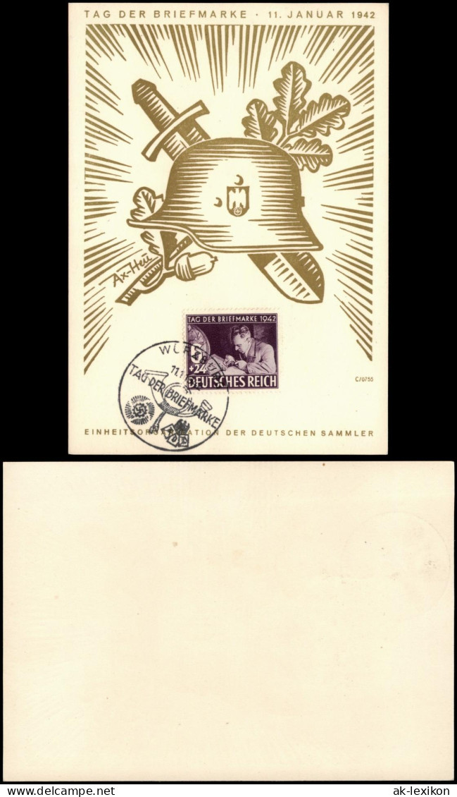 Ansichtskarte  Tag Der Briefmarke 1942  Gel. Sonderstempel Würzburg - Sellos (representaciones)