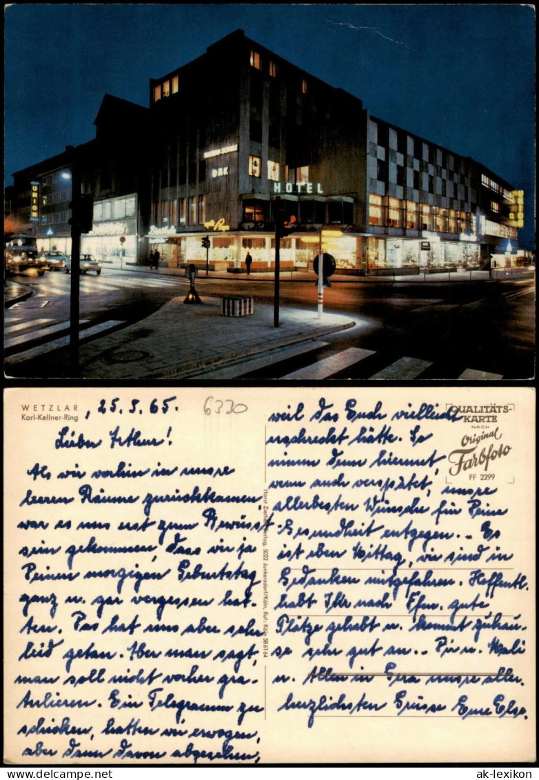 Ansichtskarte Wetzlar Karl Kellner Ring, Hotel Bei Nacht 1965 - Wetzlar