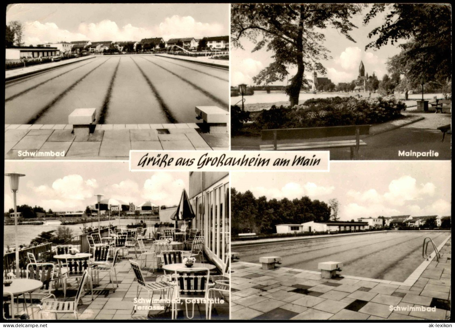 Ansichtskarte Großauheim Am Main-Hanau 4 Bild: Schwimmbad, Mainpartie, 1968 - Hanau