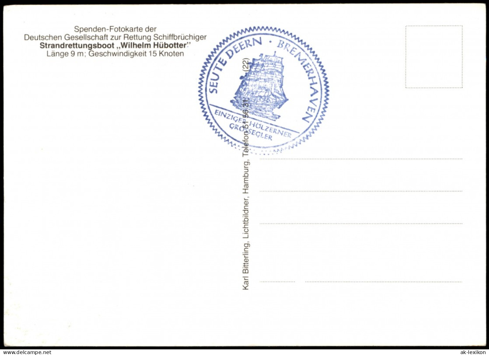 Deutsche G  Rettung Schiffbrüchiger Strandrettungsboot Wilhelm Hübotter 1980 - Other & Unclassified