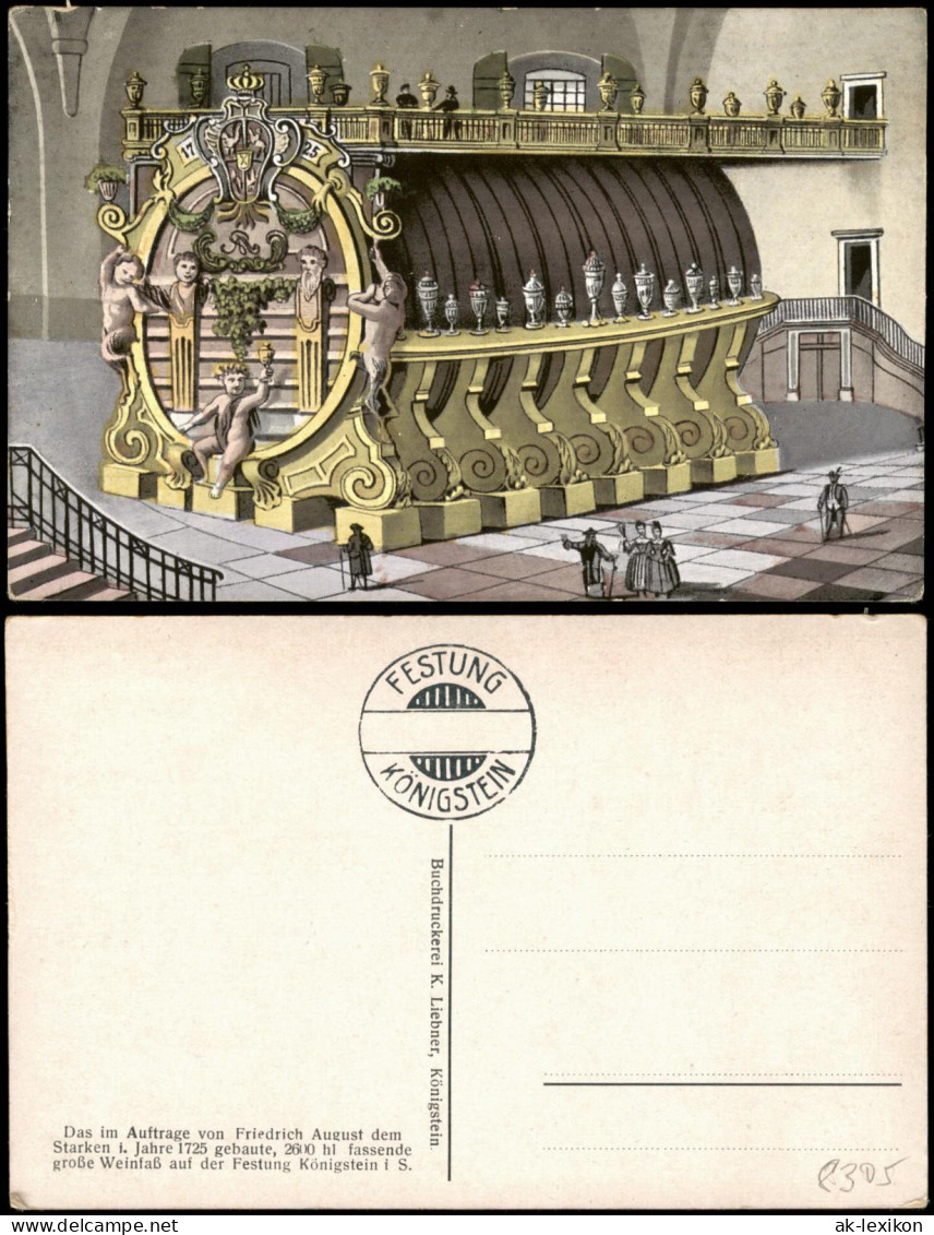 Ansichtskarte Königstein (Sächsische Schweiz) Große Weinfaß Festung 1913 - Koenigstein (Saechs. Schw.)