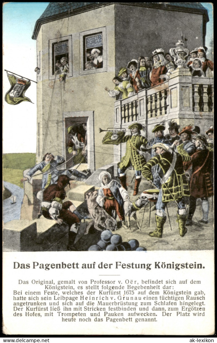 Königstein Sächsische Schweiz Pagenbett Festung Königstein Künstlerkarte 1909 - Königstein (Sächs. Schw.)