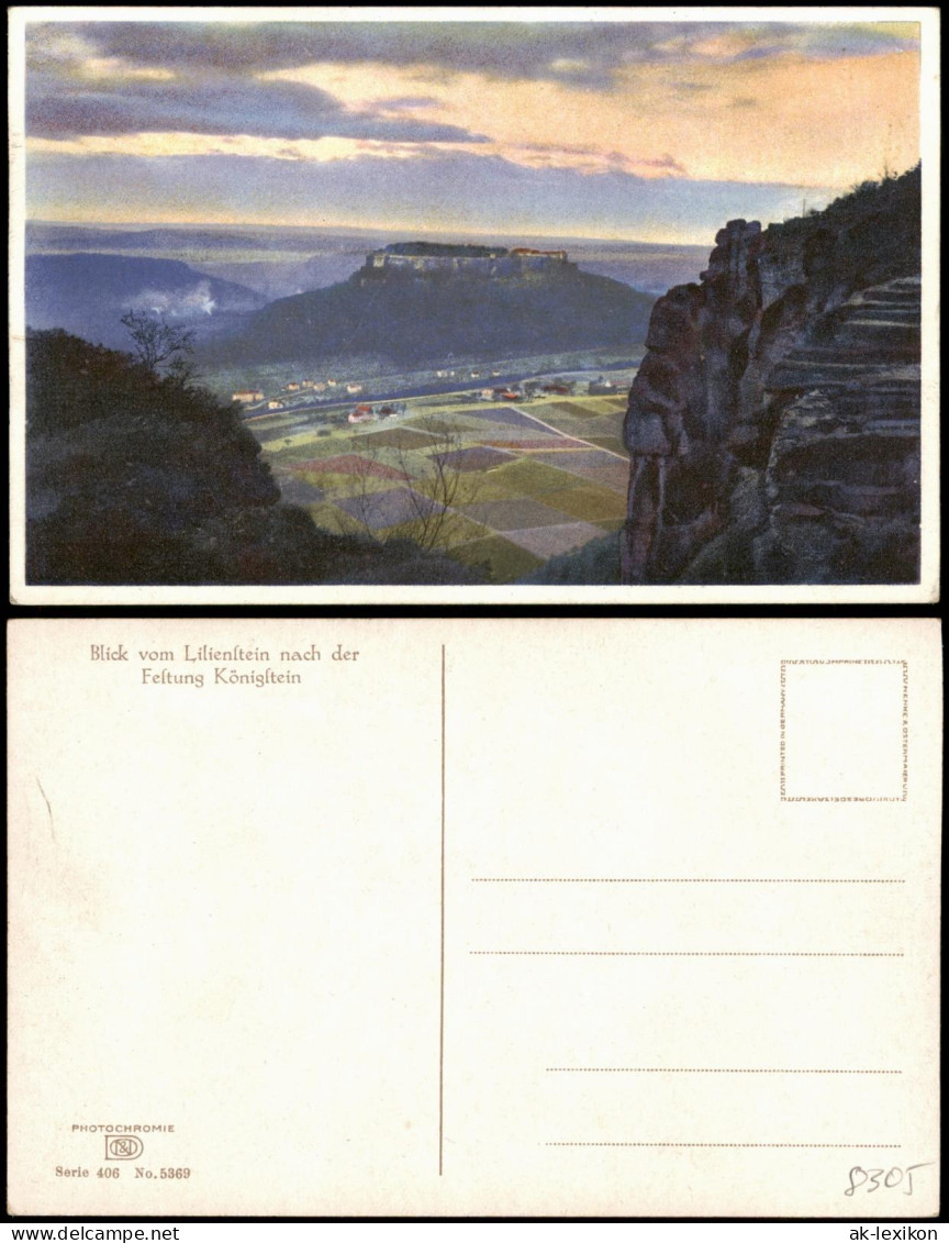 Königstein (Sächsische Schweiz) Festung  Photochromie Stimmungsbild 1916 - Koenigstein (Saechs. Schw.)