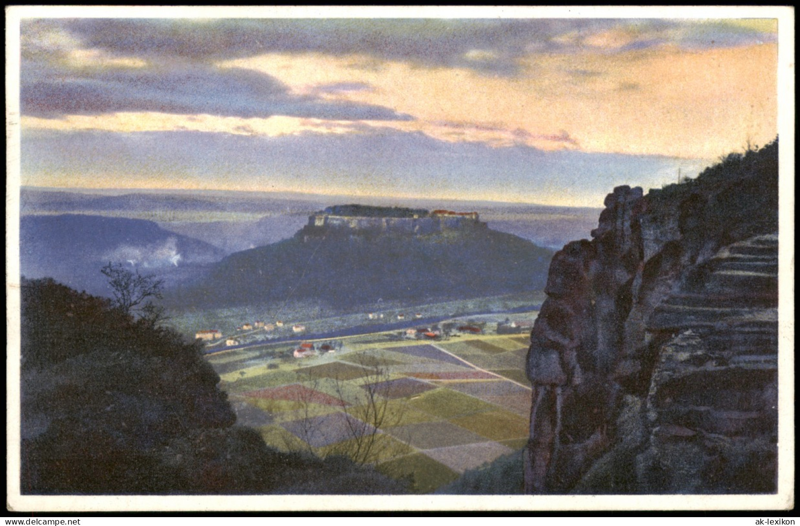 Königstein (Sächsische Schweiz) Festung  Photochromie Stimmungsbild 1916 - Koenigstein (Saechs. Schw.)