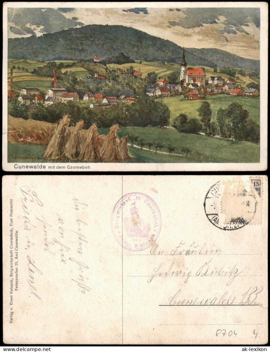 Ansichtskarte Cunewalde (Oberlausitz) Kumwałd Stadt - Künstlerkarte 1914 - Cunewalde