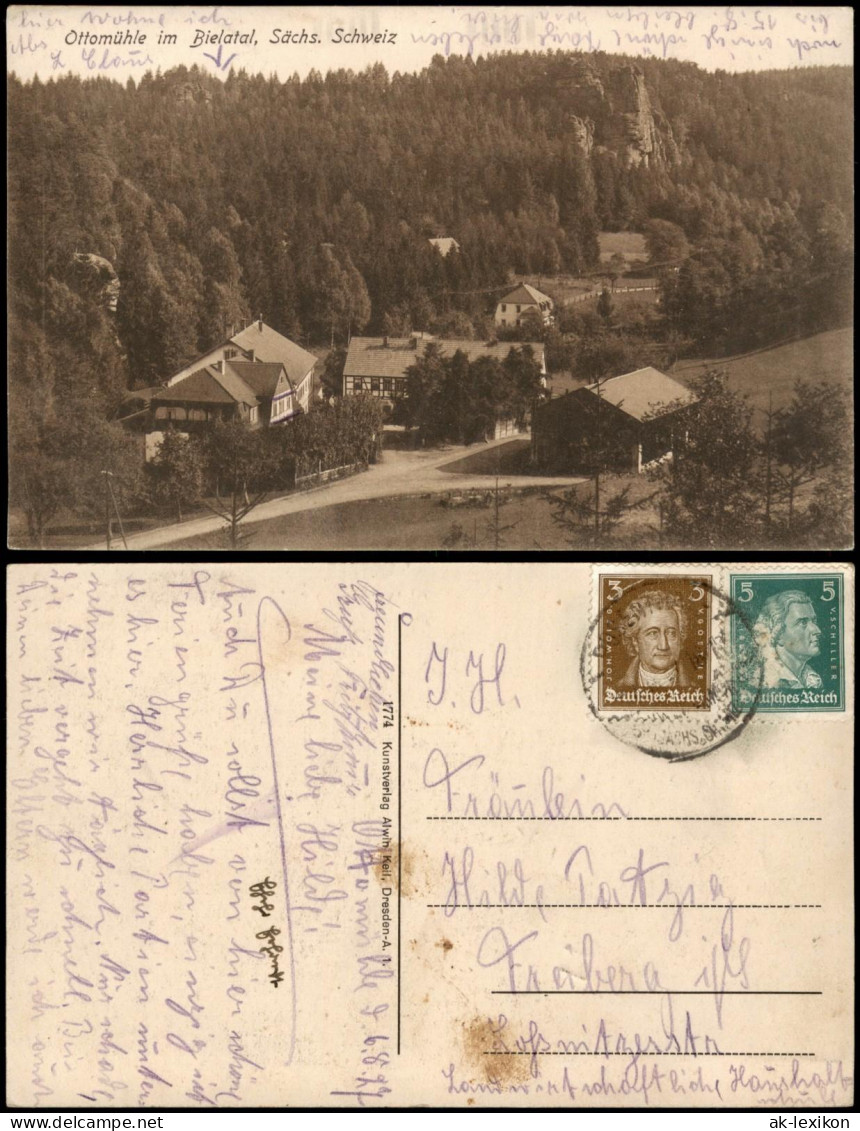 Ansichtskarte Rosenthal-Rosenthal-Bielatal Ottomühle Im Bielatal 1927 - Rosenthal-Bielatal