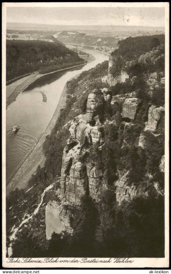 Ansichtskarte Rathen Blick Vom Basteifelsen - Dampfer 1928 - Rathen