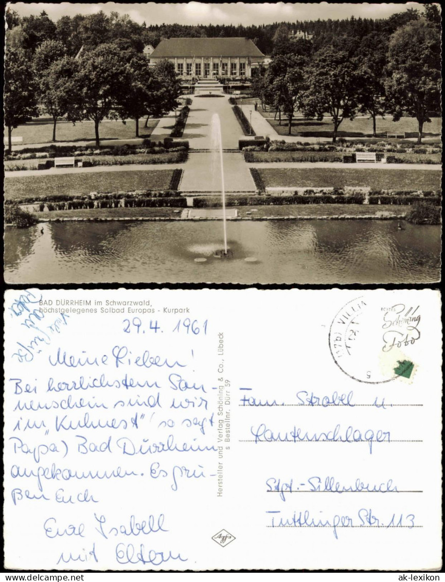 Ansichtskarte Bad Dürrheim Kurgarten Kurpark, Ort Im Schwarzwald 1961 - Bad Dürrheim