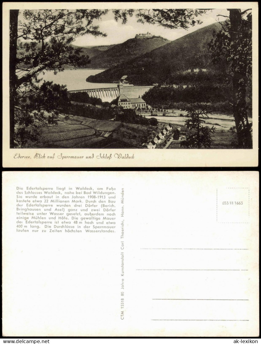 Waldeck (am Edersee) Blick Auf Die Staumauer - Schloss Waldeck 1961 - Waldeck