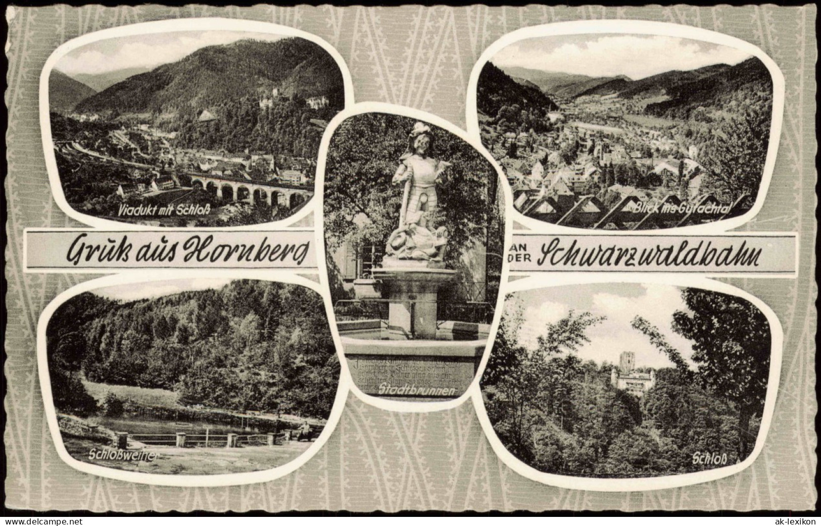 Hornberg Mehrbild-AK Mit Gutachtal, Schloß-Weiher, Schloss, Viadukt 1961 - Hornberg