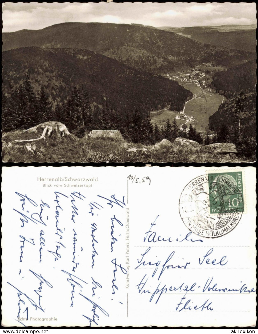 Ansichtskarte Bad Herrenalb Blick Vom Schweizerkopf 1959 - Bad Herrenalb