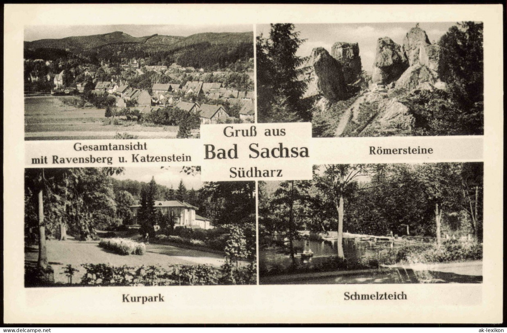 Bad Sachsa Mehrbild-AK Mit Ravensberg Römersteine Kurpark Schmelzteich 1950 - Bad Sachsa