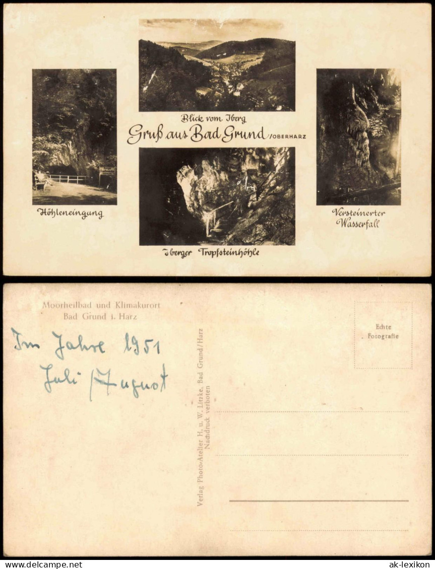 Bad Grund (Harz) Mehrbild-AK Iberger Tropfsteinhöhle Und Wasserfall 1950 - Bad Grund
