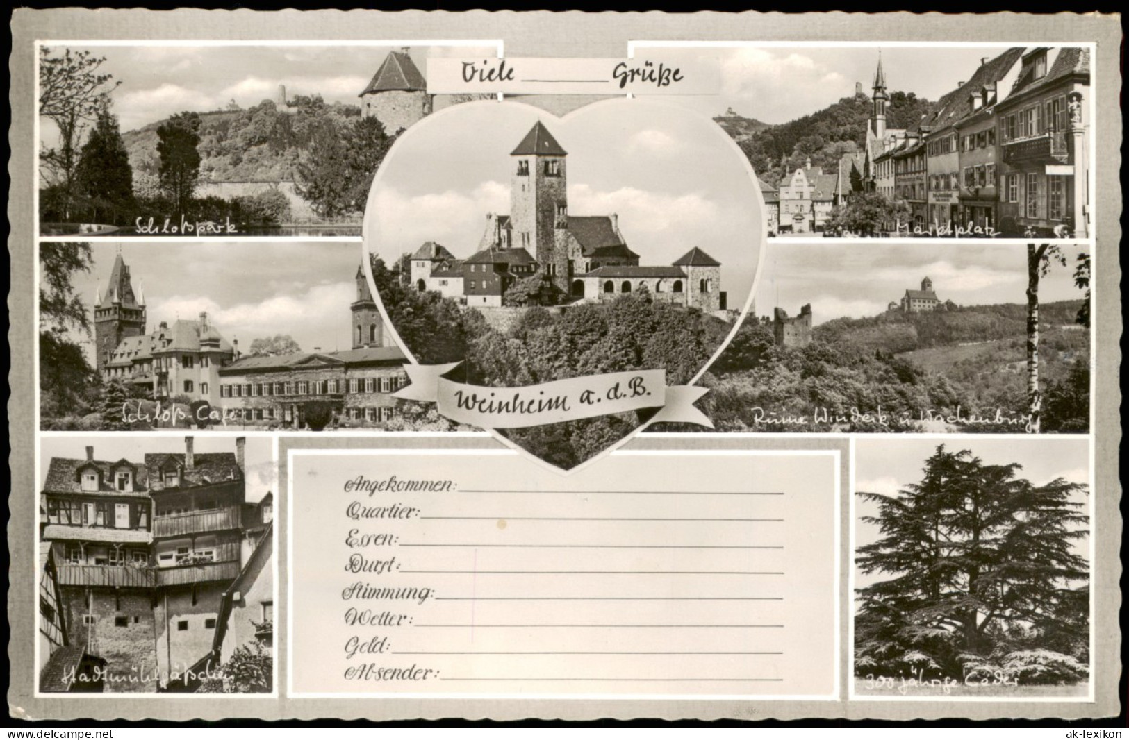 Ansichtskarte Weinheim (Bergstraße) Stadtteilansichten 1960 - Weinheim